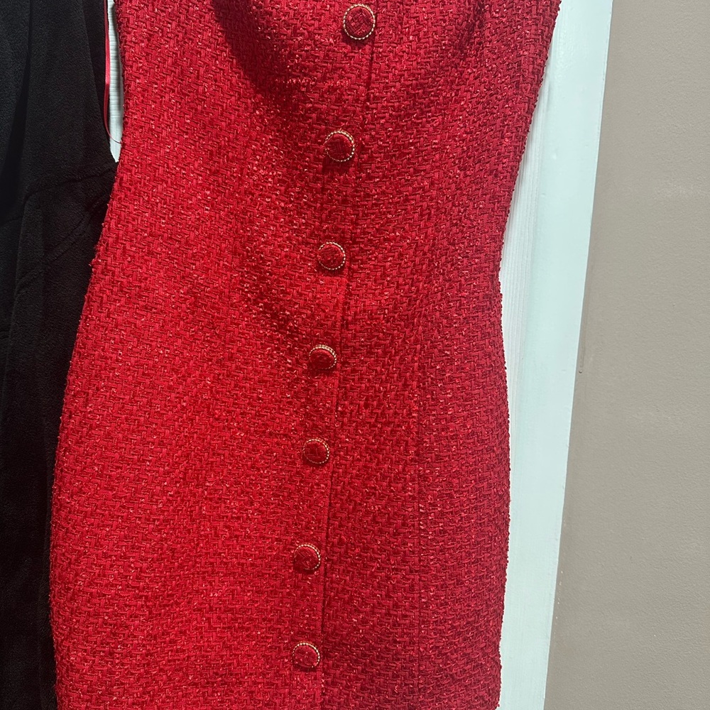 Elegant Red Button-Down Dress